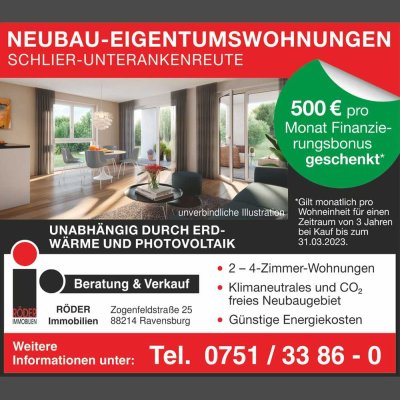 Moderne Neubauwohnungen im Klimaneutralen und CO2-freien Neubaugebiet in Unterankenreute