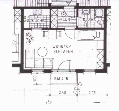 1- Zimmer- Appartement in Dornstadt-Bollingen