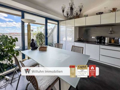 Attraktive Etagenwohnung mit Dachterrasse | getrennte Zugänge | bezugsfrei | Aufzug | Tiefgarage