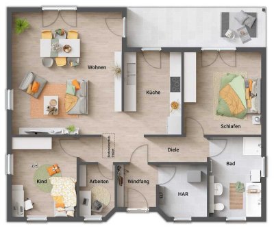 Traumgrundstück in Dersentin incl. Town & Country Haus  - Winkelbungalow 108