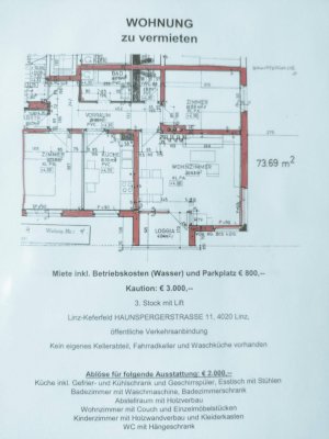 Wohnung Linz-Keferfeld 73,69m2 zu vermieten
