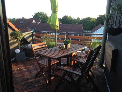 Schöne Maisonette-Wohnung mit Kamin, Terrasse und traumhaften Ausblick angrenzend an einen Park