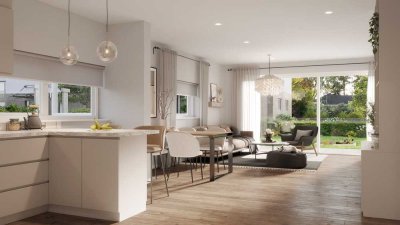 Ausgezeichnete Neubau DHH im Grünen von Geretsried-Gartenberg | ideal für Familien und Home-Office