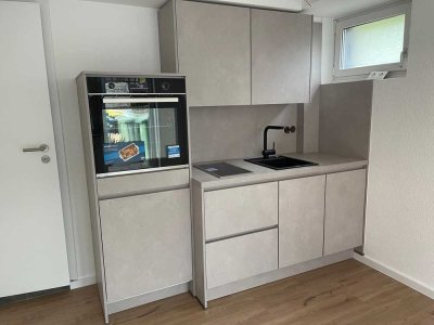 Modernisierte 1-Zimmer-Erdschosswohnung mit Einbauküche und Terrasse  in Möglingen