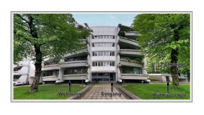 In München:  EG-Wohnung mit drei Zimmern, Terrasse und Balkon