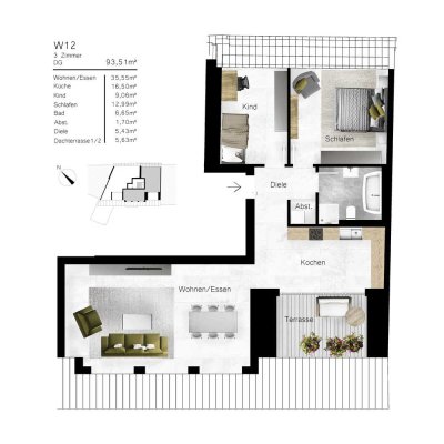 Schöne 3 Zimmer-Wohnung mit tollem Ausblick inkl. moderner Einbauküche