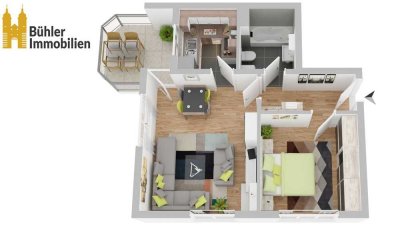 2 Zimmer Wohnung mit Balkon und Stellplatz in super Lage