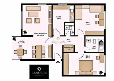 Sonnige 3-Zimmer-Wohnung mit Balkon  Stellplätzen – modernisiert