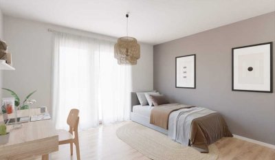 Barrierefreies Miniapartment mit Küchenzeile und Balkon