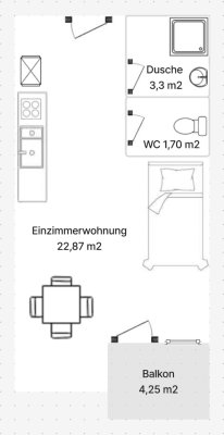 Sonnige Garconniere mit Balkon in idyllischer Ruhelage in der Nähe von Bregenz