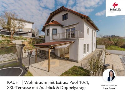 Wohntraum mit Extras: Pool 10x4, XXL-Terrasse mit Ausblick &amp; Doppelgarage