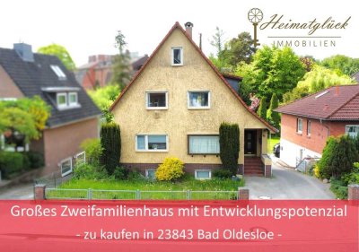 Großes Zweifamilienhaus mit Entwicklungspotenzial
- zu kaufen in 23843 Bad Oldesloe -