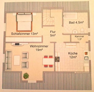 Tolle 2-Zimmer-Dachgeschosswohnung mit EBK in Wiesenburg/Mark