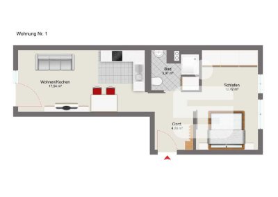 Klein aber fein - perfekte, möblierte Wohnung für Singles