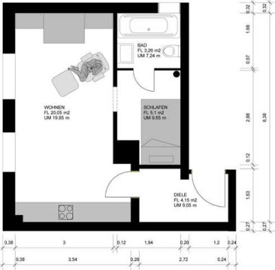 1,5-Zimmer Wohnung im 2. OG in Frankfurt Nordend-Ost