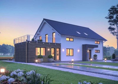 Architektur mit Wow-Effekt: Satteldachhaus Glas, Gartenbezug & Ankleide