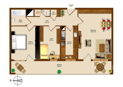 Helle 3-Zimmer-Wohnung mit Loggia in Augsburg – ideal für 2er-WG, Nähe Uni & Zentrum