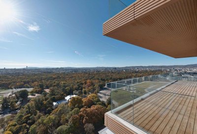 Central Park Feeling! Unverbaubarer Weitblick über Prater und Donau vom 25. Stock, Eckwohnung mit Traumterrassen und Wintergarten