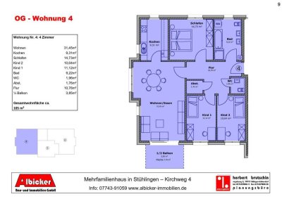 9 Familienhaus Stühlingen- 4 Zimmerwohnung Obergeschoss