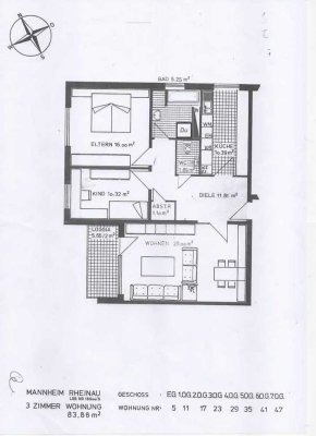 Zuhause mit 3 Zimmern und Balkon in Mannheim
