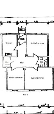 ruhige 99 m²,3 Zi.+Kü+Bad+Abstellraum