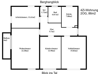Ruhige 4-Zi-Wohnung mit Balkon, Talblick & Garage – Natur, Aussicht, Sackgasse