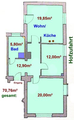 3-Raum-Wohnung (ca. 70 qm) in ruhiger Lage auf dem vorderen Kaßberg zu vermieten