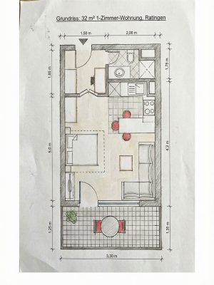 Praktische 1-Zimmer-Wohnung in Ratingen-Zentrum