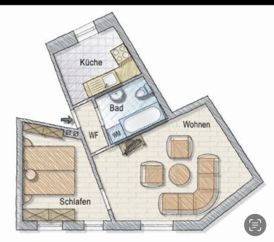 2 Raum Wohnung mit EBK und Dachterasse in Aschersleben