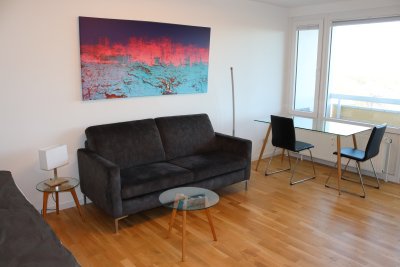 Helle möblierte, vollausgestattete, ruhige Wohnung mit Einbauküche, Balkon + TG | Erstbezug