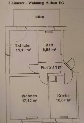 2 Raum Wohnung möbliert