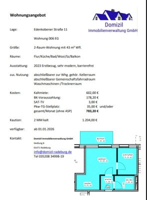 Schöne 2 Raumwohnung mit Küche in Radeburg