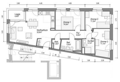 ERSTBEZUG! LETZES HAUS! Größere 4-Zimmer-Wohnung mit 2 Bädern und West-Loggia