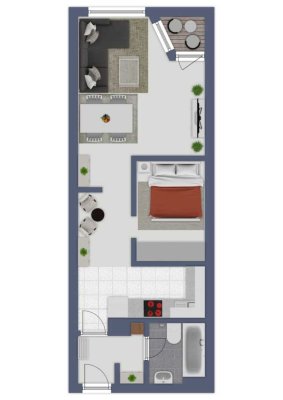*Provisionsfrei* Vermietete 1-Zimmer-Wohnung mit Loggia in Köln-Mülheim