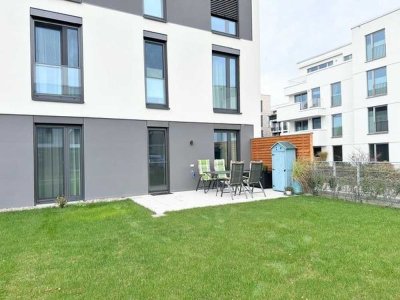 Möblierte Wohnung am Schweriner See (2-Raum-Neubau, Terrasse, Garten, TG-Stellplatz)