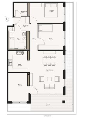 4-Raumwohnung im Penthouse mit Dachterrasse