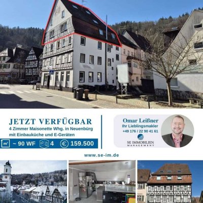 Maisonette-Wohnung, 4 Zimmer, ca. 87 m² Wohnfl., mitten am Dorfplatz von Neuenbürg!