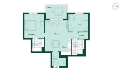 3-Zimmer-Wohnung mit 2 Bäder
