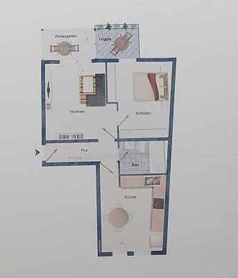 Gepflegte 2-Zimmer-Wohnung mit Balkon, Wintergarten und TG-Stellplatz
