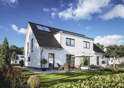 Neubau Doppelhaushälfte in Neuss – Massivhaus mit PV-Anlage & Ausbauoption