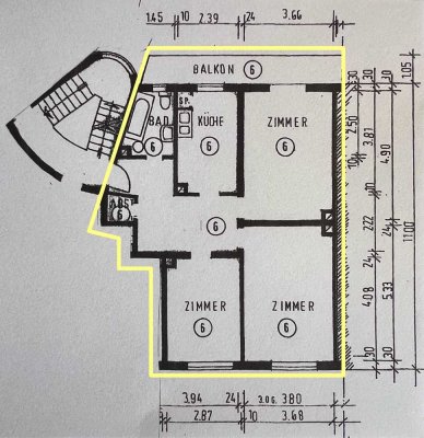 3-Zimmer-Wohnung mit Balkon und Blick ins Grüne. Preis VHB