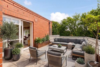 Barrierefreies Penthouse mit umlaufender Dachterrasse in Parklage