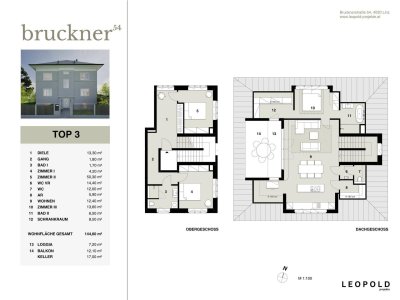 ERSTBEZUG! 144m² Penthouse mit Dachterasse in Linz - BRUCKNER 54 / Top3