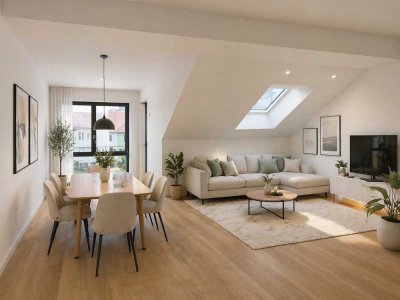 Moderne 2,5 Zimmer Dachgeschosswohnung im kernsanierten Effizienzhaus mit Balkon im Ehrlich