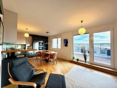 4-Zimmer High-End Living – Dachterrassentraum in Top-Lage an der U4, voll möbliert und exklusiv ausgestattet mit spektakulärem Stadtblick
