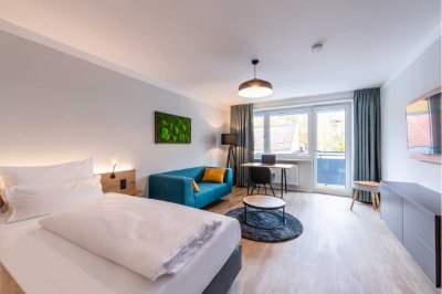 Modern möblierte 2-Zimmer-Business Wohnung mit Balkon und separater Küche