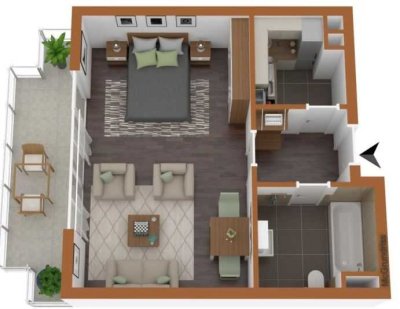 Stilvolle, geräumige 1-Zimmer-Hochparterre-Whg. mit Balkon und EBK in Bad Bergzabern