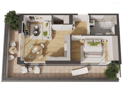 Hochwertige 2-Zimmer Neubau-Wohnung mit Balkon (W12)