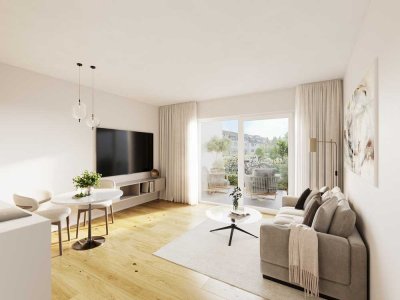 2-Zimmer Neubauwohnung im Erdgeschoss mit Sonnenterrasse in Düsseldorf-Rath