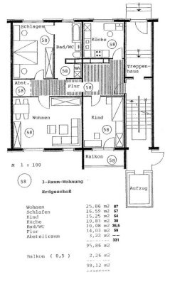 Helle 3-Raum Whg. im EG mit Balkon in Leipzig-Heiterblick